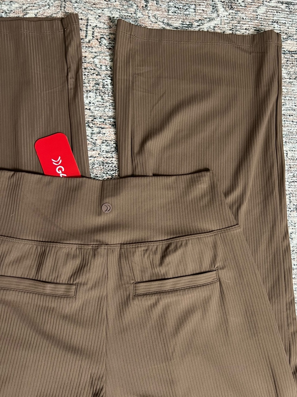 G4Free Ribbed Brown Wide Leg Pants Women’s Small 32” Inseam NWT Textured - Picture 6 of 13